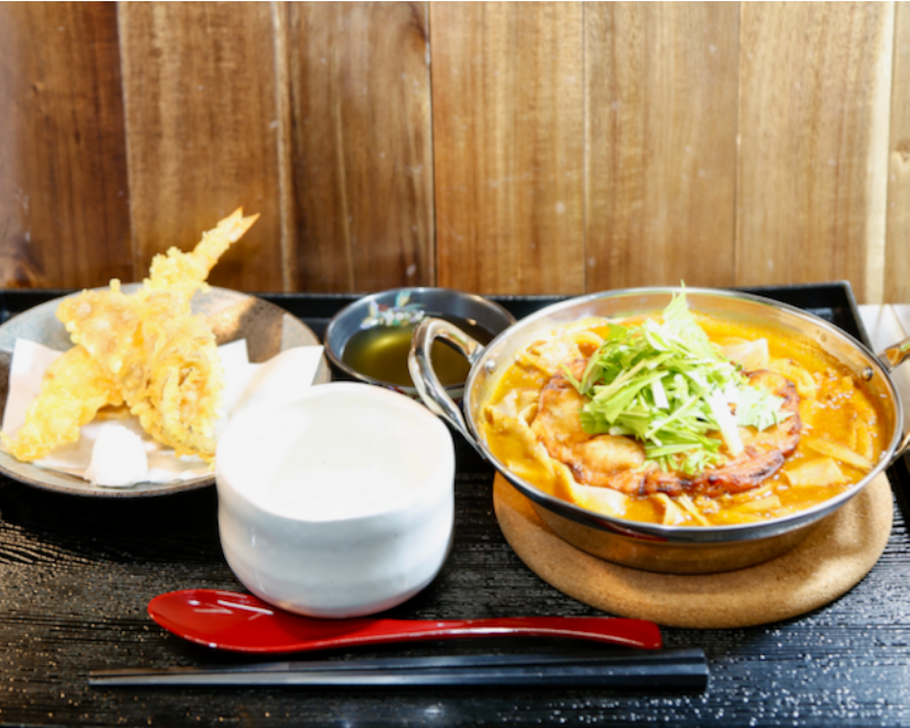 栗さつま揚げのカレー鍋と天ぷら